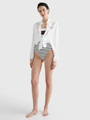 Tommy Hilfiger dámska biela plážová košeľa - S (YBR)