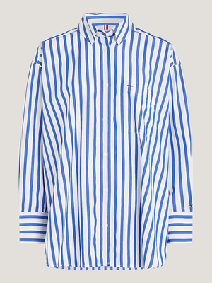 Tommy Hilfiger dámska pruhovaná oversized košeľa - 34 (0FK)