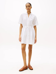 Tommy Hilfiger dámske biele ľanové šaty - 34 (YCF)