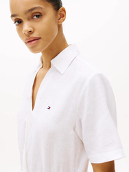Tommy Hilfiger dámske biele ľanové šaty - 34 (YCF)