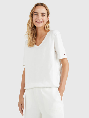 Tommy Hilfiger dámske biele tričko - XS (YBL)