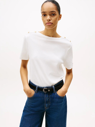 Tommy Hilfiger dámske biele tričko - XS (YBL)