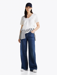 Tommy Hilfiger dámske biele tričko - L (YCF)