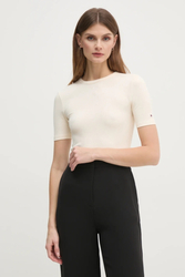 Tommy Hilfiger dámske béžové tričko - L (AEF)
