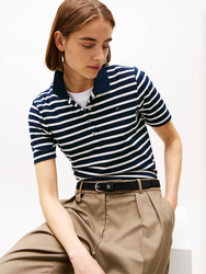 Tommy Hilfiger dámske pruhované polo tričko 1985 - L (0X4)