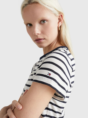 Tommy Hilfiger dámske pruhované tričko - M (03M)