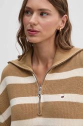 Tommy Hilfiger dámsky pruhovaný sveter na zips - XS (0DB)