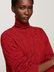 Tommy Hilfiger dámsky vínový sveter - L (XNN)