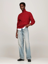 Tommy Hilfiger dámsky vínový sveter - L (XNN)