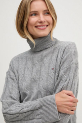 Tommy Hilfiger dámsky šedý vlnený sveter - XL (PJ8)