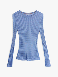 Tommy Hilfiger dámske modré tričko s dlhým rukávom - L (C1O)