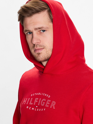 Tommy Hilfiger pánska červená mikina Logo - L (XLG)