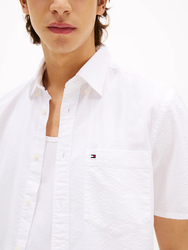 Tommy Hilfiger pánska biela košeľa s krátkym rukávom  - M (YCF)