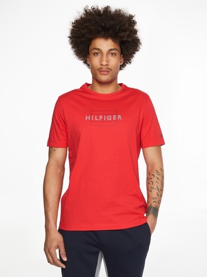 Tommy Hilfiger pánske červené tričko Linear - M (XK3)
