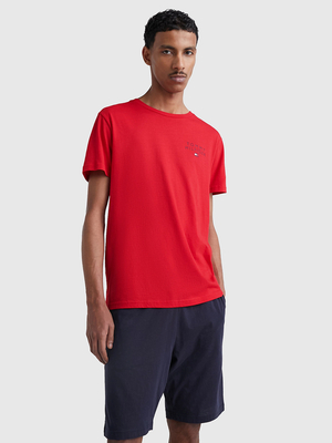 Tommy Hilfiger pánske červené tričko Logo - S (XLG)