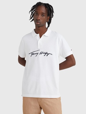 Tommy Hilfiger pánske biele polo Signature - M (YBR)