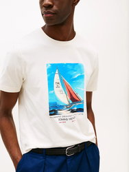 Tommy Hilfiger pánske krémové tričko - S (Z00)