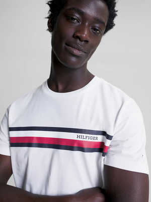 Tommy Hilfiger pánske biele tričko Monotype - XL (YBR)
