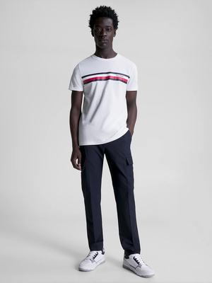 Tommy Hilfiger pánske biele tričko Monotype - XL (YBR)