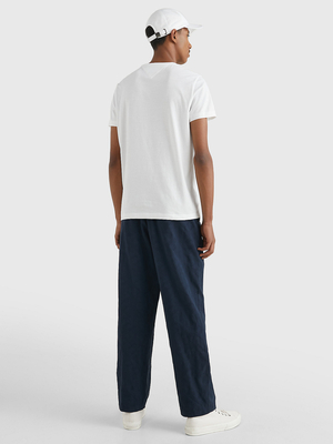 Tommy Hilfiger pánske biele tričko Placement - XL (YBR)