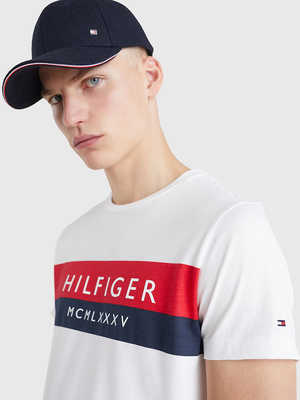 Tommy Hilfiger pánske biele tričko Two Tone - M (YBR)