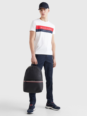 Tommy Hilfiger pánske biele tričko Two Tone - M (YBR)