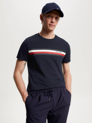 Tommy Hilfiger pánske tmavo modré tričko Monotype - L (DW5)