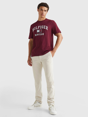 Tommy Hilfiger pánske vínové tričko Modern Varsity - M (VLP)