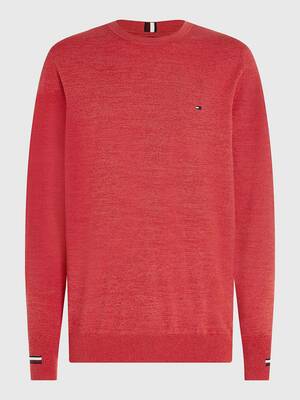 Tommy Hilfiger pánsky červený sveter Mouline - S (0XP)
