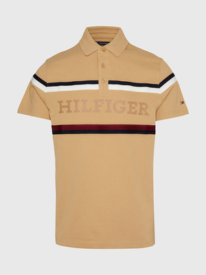 Tommy Hilfiger pánske béžové polotričko Monotype - L (RBL)