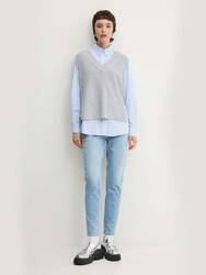 Tommy Jeans dámska modro-biela košeľa  - XS (0A6)