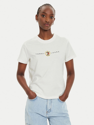 Tommy Jeans dámske krémové tričko - L (YBH)