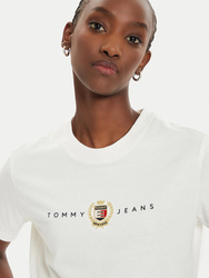 Tommy Jeans dámske krémové tričko - L (YBH)