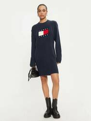 Tommy Jeans dámske modré úpletové šaty - L (DRO)