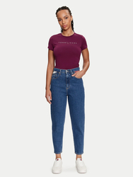 Tommy Jeans dámske vínové tričko  - XS (VVK)