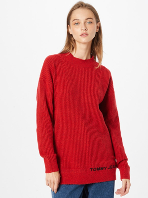 Tommy Jeans dámsky červený sveter LOFTY TURTLENECK - XS (XNL)