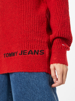 Tommy Jeans dámsky červený sveter LOFTY TURTLENECK - L (XNL)