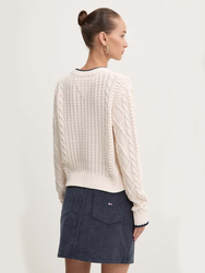 Tommy Jeans dámsky krémový sveter - XS (YBH)