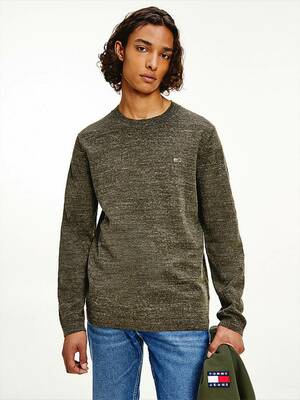 Tommy Jeans pánsky tmavozelený sveter - XL (MRZ)