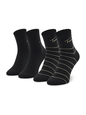 Tommy Hilfiger dámske čierne ponožky 2P STRIPE - 39/42 (BLA)