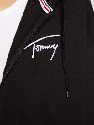 Tommy Jeans dámska čierna mikina SIGNATURE ZIP THRU - L (BDS)