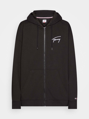 Tommy Jeans dámska čierna mikina SIGNATURE ZIP THRU - L (BDS)