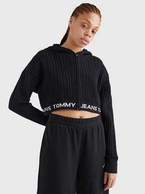 Tommy Jeans dámska čierna mikina WAISTBAND - XS (BDS)
