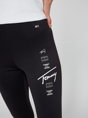 Tommy Jeans dámske čierne legíny LOGO REPEAT - L/R (BDS)