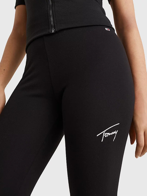 Tommy Jeans dámske čierne legíny SIGNATURE - L/R (BDS)