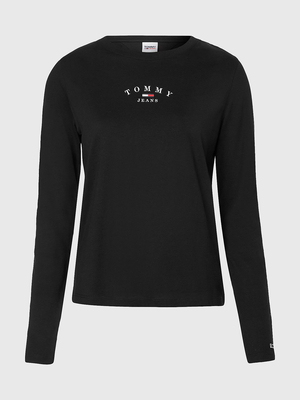 Tommy Jeans dámske čierne tričko ESSENTIAL LOGO - XS (BDS)