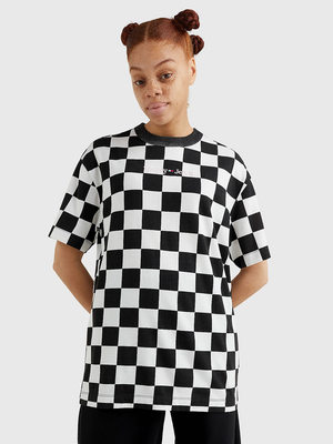 Tommy Jeans dámske čierno-biele tričko CHECKER - XS (0GK)