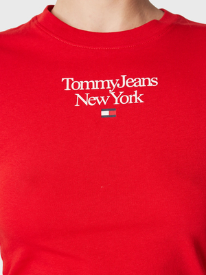 Tommy Jeans dámske červené tričko ESSENTIAL LOGO - XS (XNL)