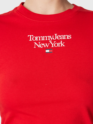 Tommy Jeans dámske červené tričko ESSENTIAL LOGO - L (XNL)