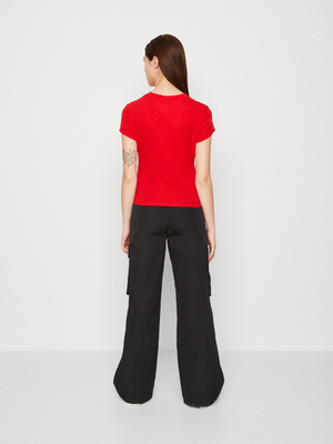 Tommy Jeans dámske červené tričko - XS (XNL)
